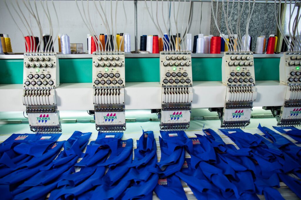 The embroidery process on a structured baseball cap — specialist cap frames - Tram Anh Caps Vietnam